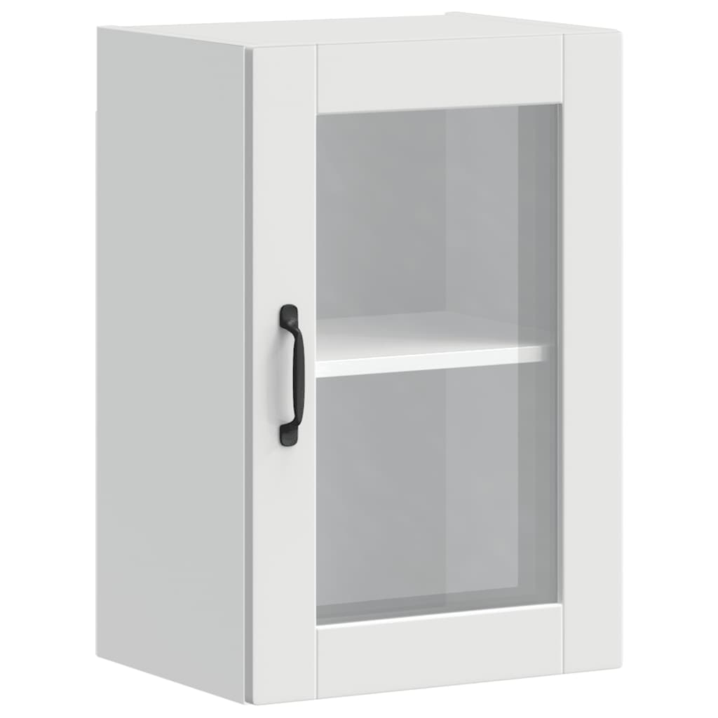 Pensile da Cucina con Porta in Vetro-Mobile Cucina da Parete Porto Bianco 760033