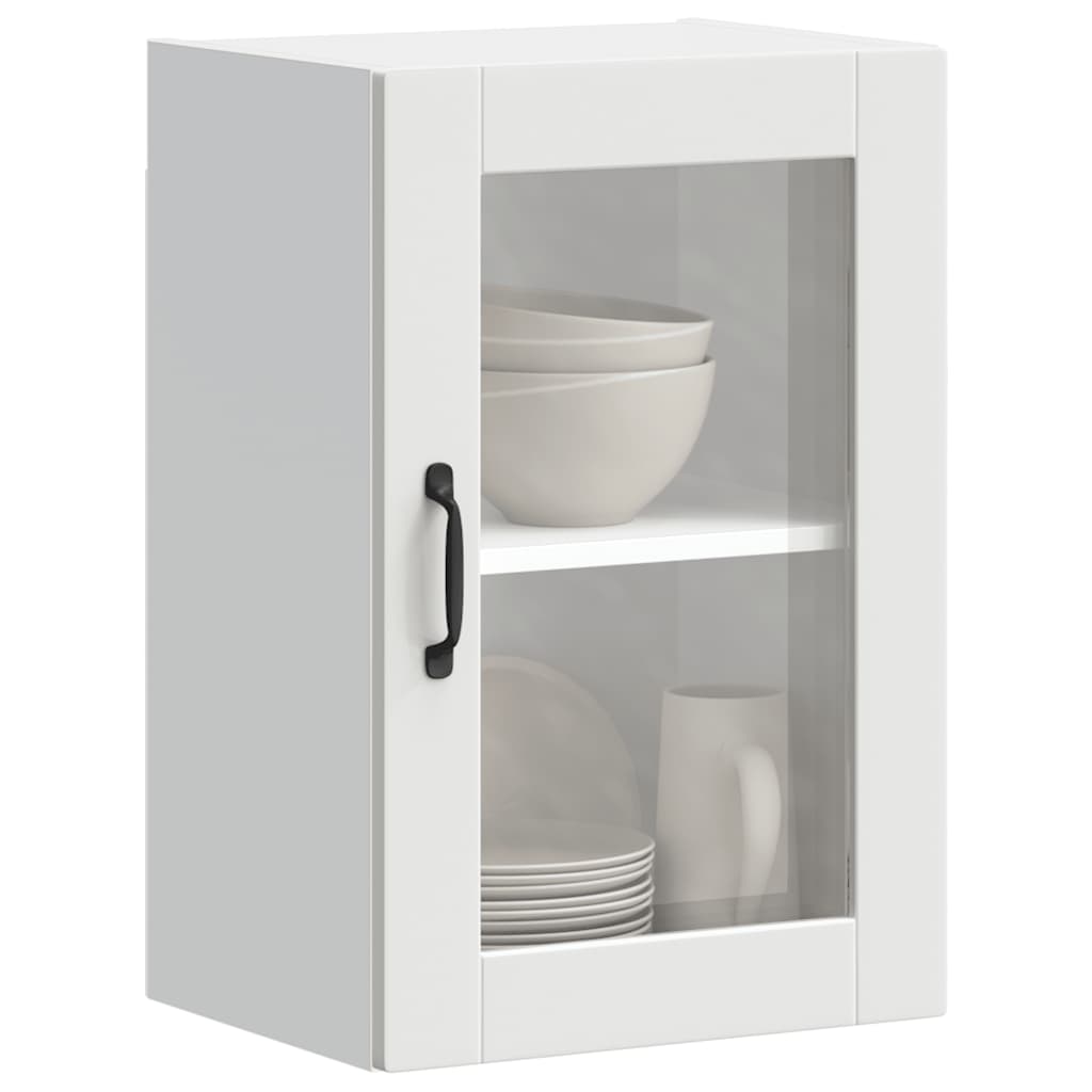 Pensile da Cucina con Porta in Vetro-Mobile Cucina da Parete Porto Bianco 760033