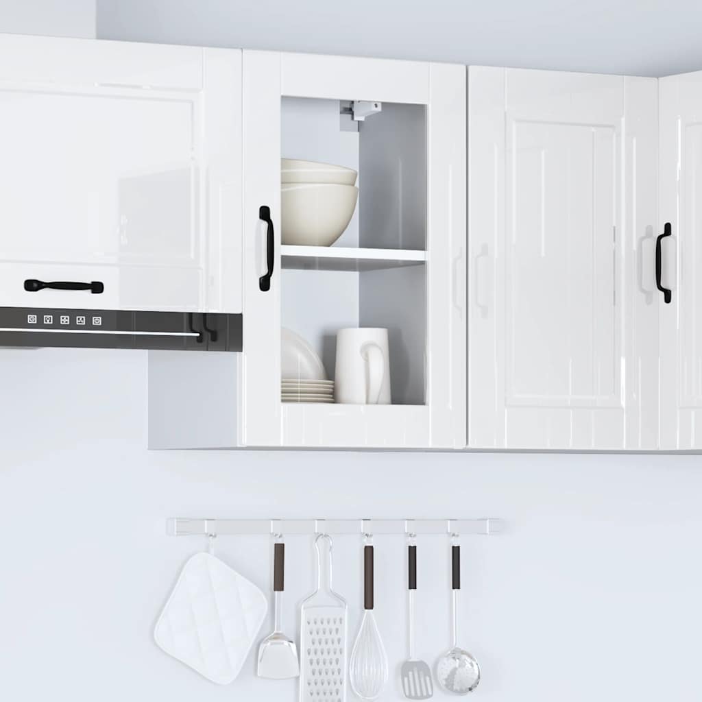 Pensile da Cucina con Porta in Vetro Porto Bianco Lucido 854009