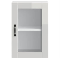 Pensile da Cucina con Porta in Vetro-Mobile Cucina da Parete Porto Bianco Lucido 609279