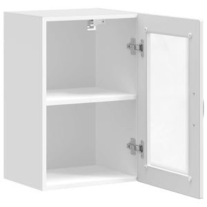 Pensile da Cucina con Porta in Vetro-Mobile Cucina da Parete Porto Bianco Lucido 609279