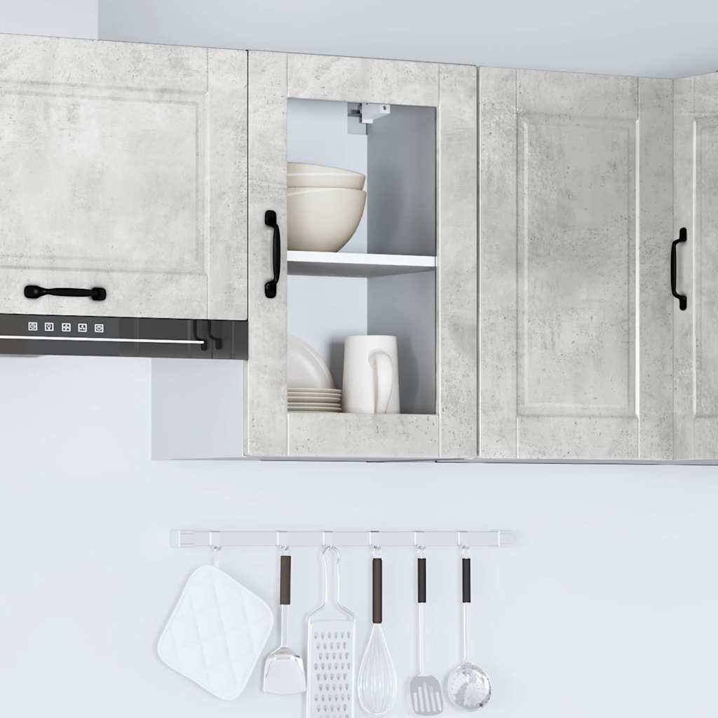 Pensile da Cucina con Porta in Vetro Porto Grigio Cemento 854011