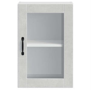 Pensile da Cucina con Porta in Vetro-Mobile Cucina da Parete Porto Grigio Cemento 979986