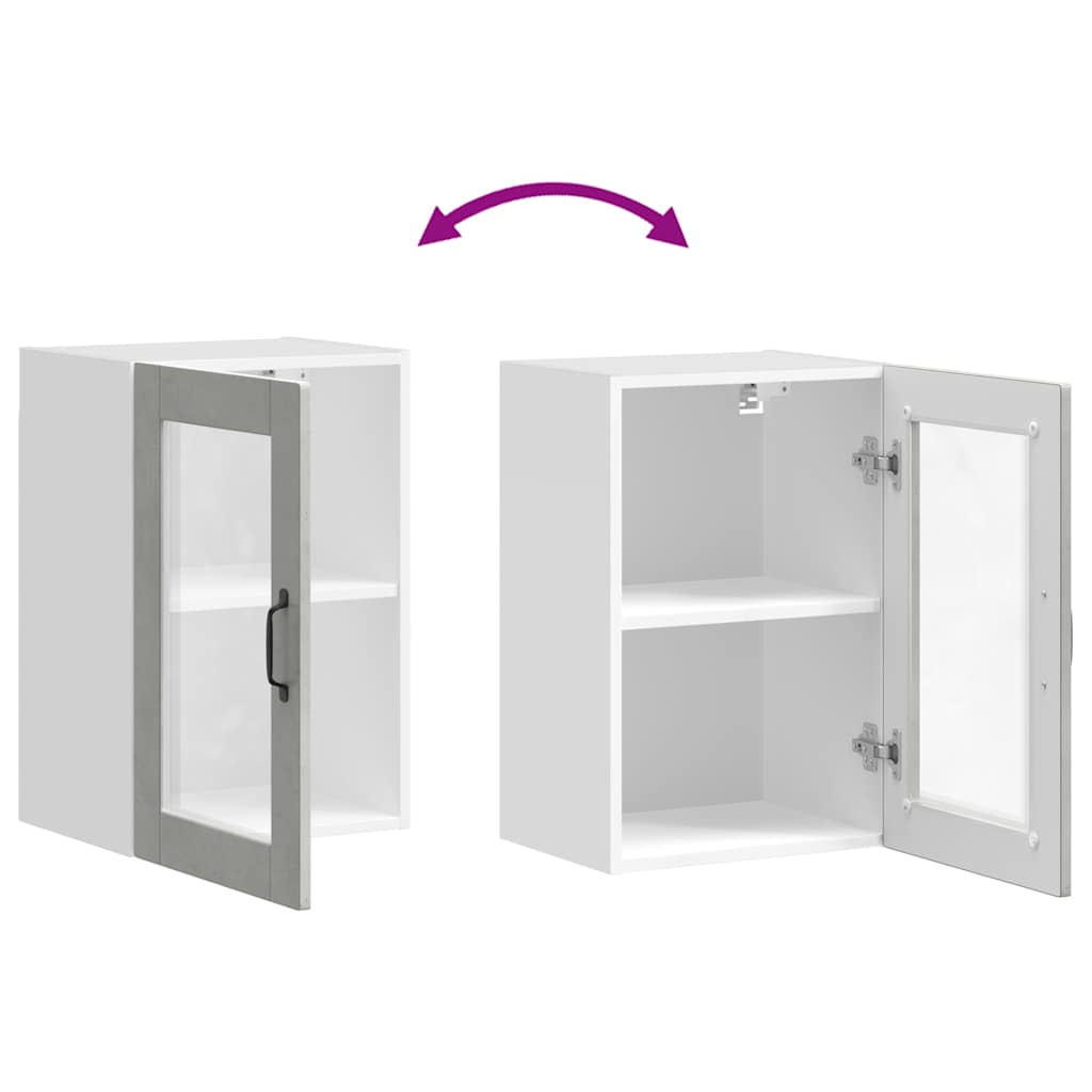 vidaXL Pensile da Cucina con Porta in Vetro Porto Grigio Cemento