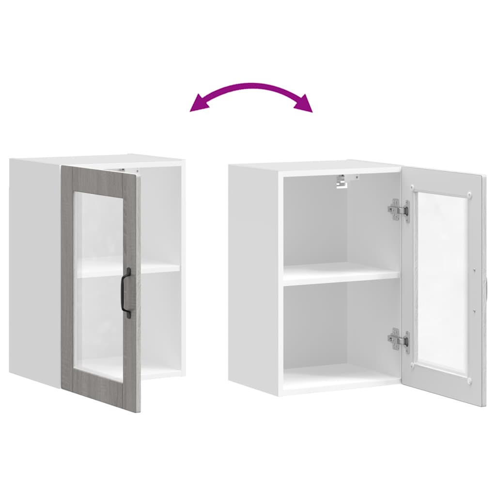 Pensile da Cucina con Porta in Vetro Porto Grigio Sonoma 854013