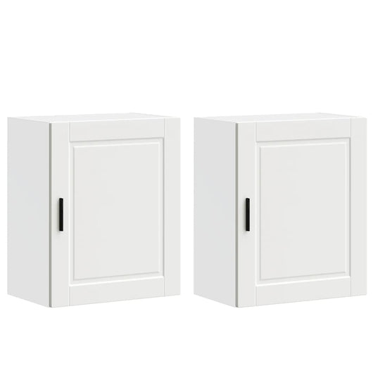 Pensili da Cucina 2 pz-Mobile Cucina da Parete Porto Bianco in Legno Multistrato