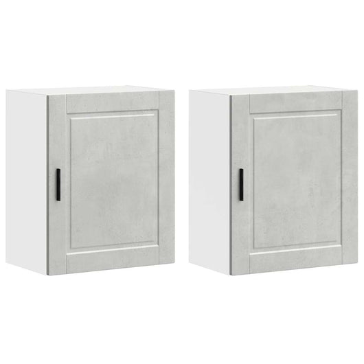 Pensili da Cucina 2 pz-Mobile Cucina da Parete Porto Grigio Cemento Legno Multistrato