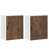 Pensili da Cucina 2 pz-Mobile Cucina da Parete Porto Rovere Fumo in Legno Multistrato