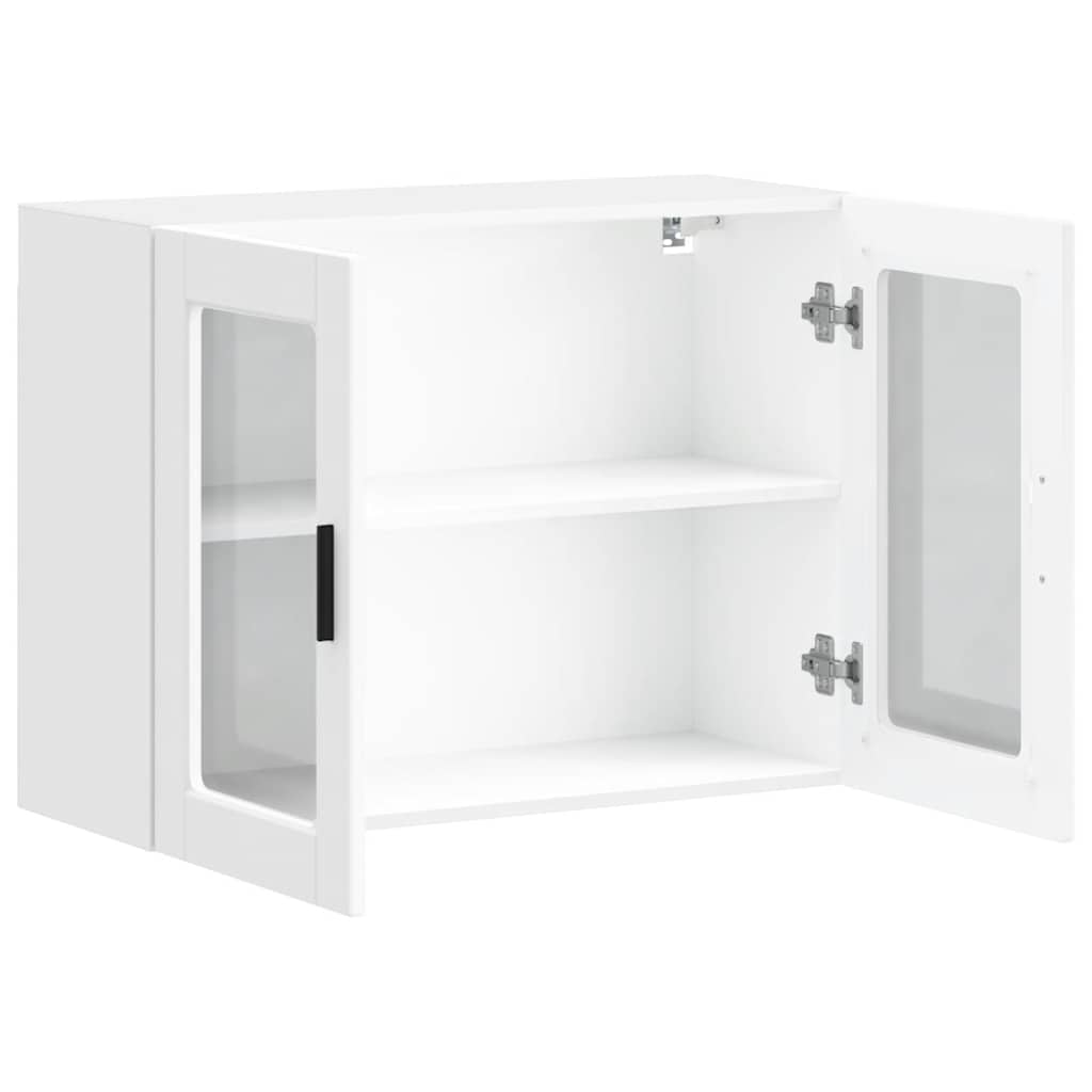 Pensile da Cucina con Porta in Vetro-Mobile Cucina da Parete Porto Bianco 645628