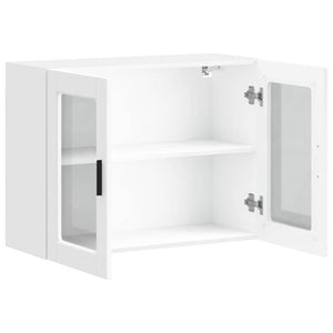 Pensile da Cucina con Porta in Vetro-Mobile Cucina da Parete Porto Bianco 645628