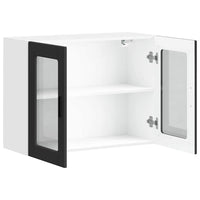 Pensile da Cucina con Porta in Vetro-Mobile Cucina da Parete Porto Nero 438696