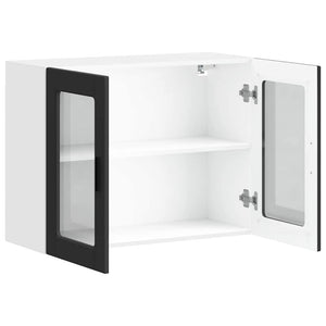 Pensile da Cucina con Porta in Vetro-Mobile Cucina da Parete Porto Nero 438696