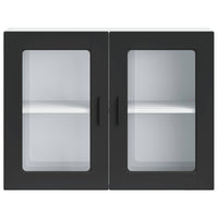 Pensile da Cucina con Porta in Vetro-Mobile Cucina da Parete Porto Nero 438696