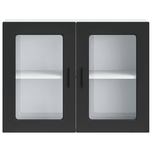 Pensile da Cucina con Porta in Vetro-Mobile Cucina da Parete Porto Nero 438696