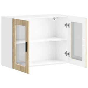 Pensile da Cucina con Porta in Vetro-Mobile Cucina da Parete Porto Rovere Sonoma 692422