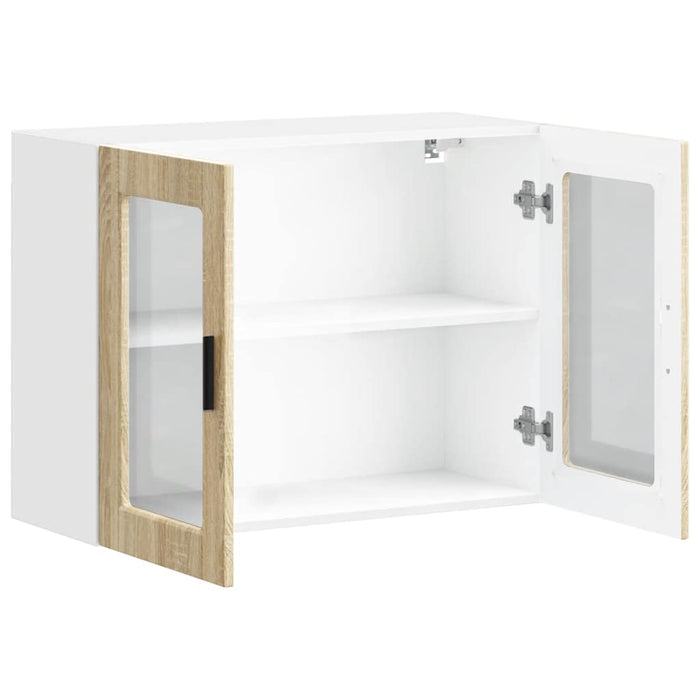 Pensile da Cucina con Porta in Vetro-Mobile Cucina da Parete Porto Rovere Sonoma 692422