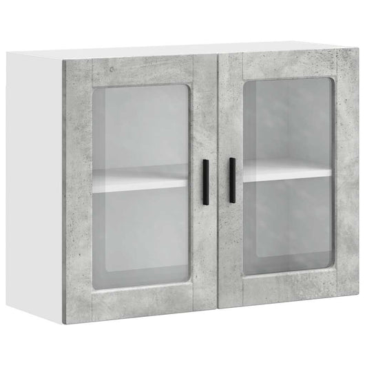 Pensile da Cucina con Porta in Vetro-Mobile Cucina da Parete Porto Grigio Cemento 225545