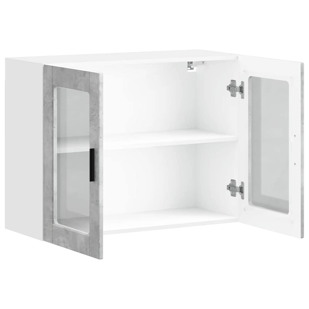 Pensile da Cucina con Porta in Vetro-Mobile Cucina da Parete Porto Grigio Cemento 225545