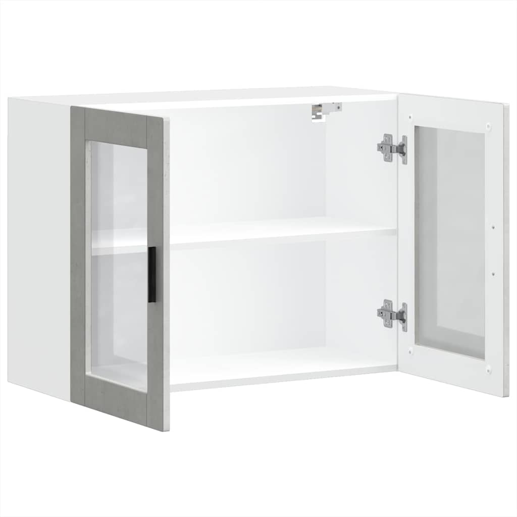 vidaXL Pensile da Cucina con Porta in Vetro Porto Grigio Cemento