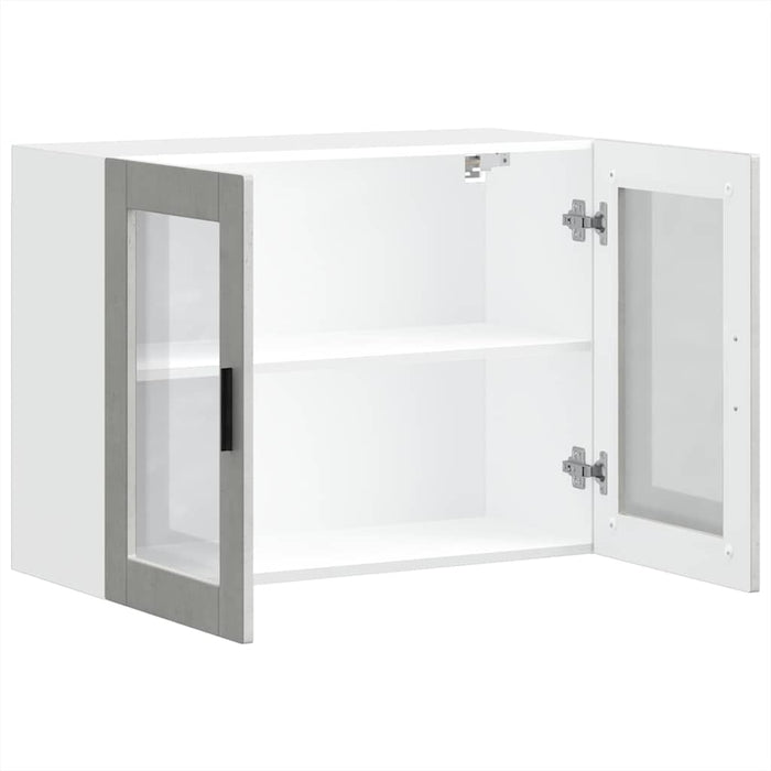 vidaXL Pensile da Cucina con Porta in Vetro Porto Grigio Cemento