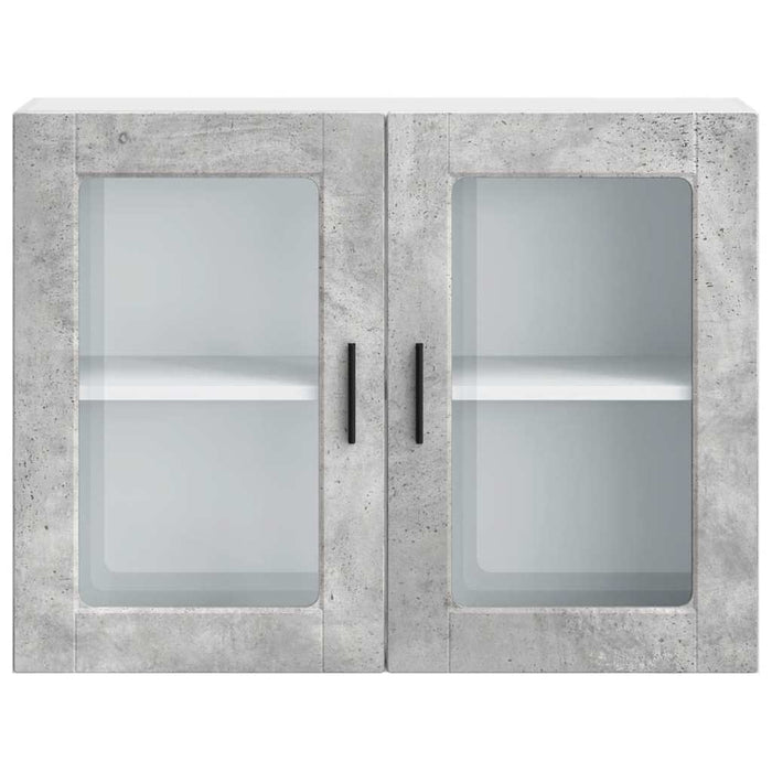 Pensile da Cucina con Porta in Vetro-Mobile Cucina da Parete Porto Grigio Cemento 225545