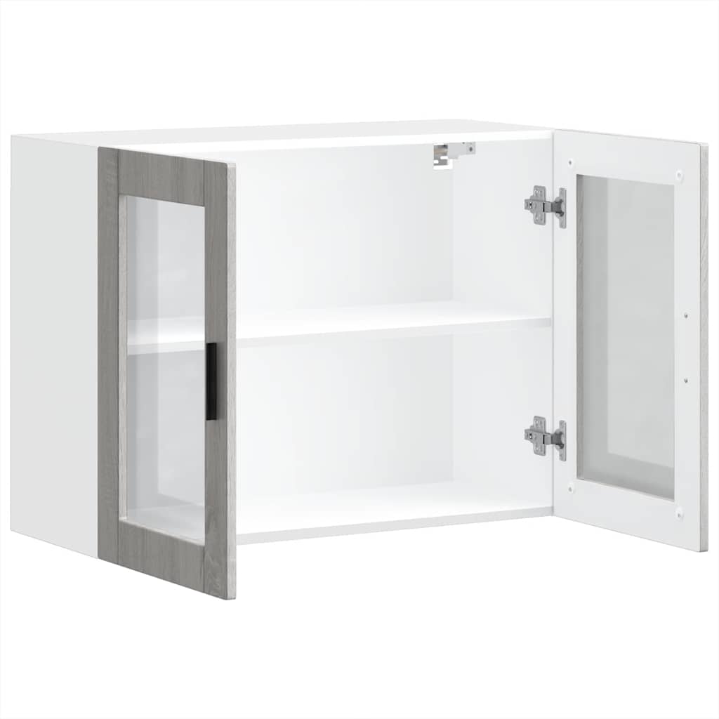 vidaXL Pensile da Cucina con Porta in Vetro Porto Grigio Sonoma