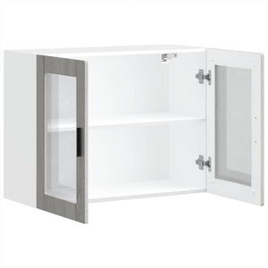 vidaXL Pensile da Cucina con Porta in Vetro Porto Grigio Sonoma