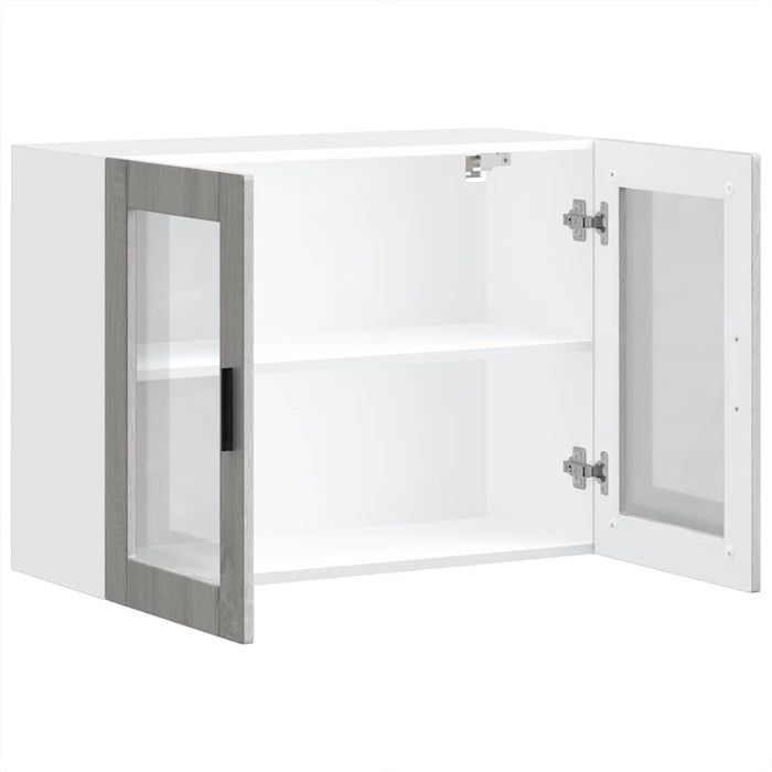 vidaXL Pensile da Cucina con Porta in Vetro Porto Grigio Sonoma