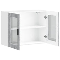 Pensile da Cucina con Porta in Vetro-Mobile Cucina da Parete Porto Grigio Sonoma 256058