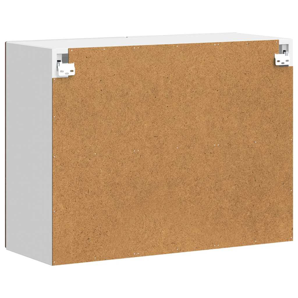 Pensile da Cucina con Porta in Vetro-Mobile Cucina da Parete Porto Rovere Marrone 350235