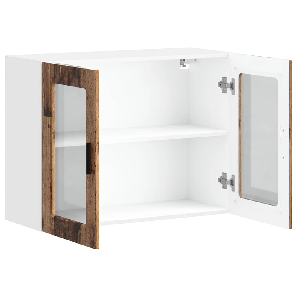 Pensile da Cucina con Porta in Vetro-Mobile Cucina da Parete Porto Legno Vecchio 788308