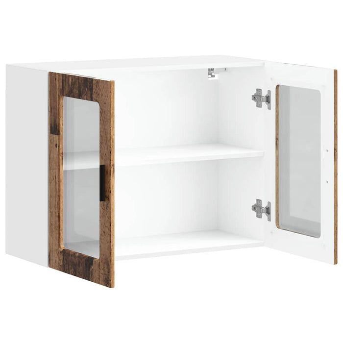 Pensile da Cucina con Porta in Vetro-Mobile Cucina da Parete Porto Legno Vecchio 788308