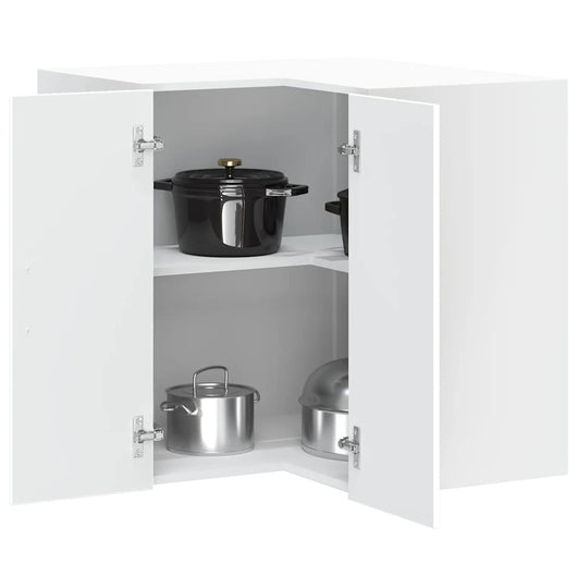 Pensile da Cucina ad Angolo-Mobile Cucina da Parete Porto Bianco in Legno Multistrato