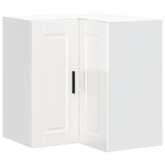 Pensile da Cucina ad Angolo-Mobile Cucina da Parete Porto Bianco Lucido in Truciolato