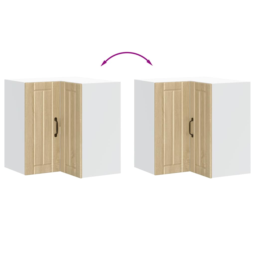 Pensile da Cucina ad Angolo-Mobile Cucina da Parete Porto Rovere Sonoma in Truciolato