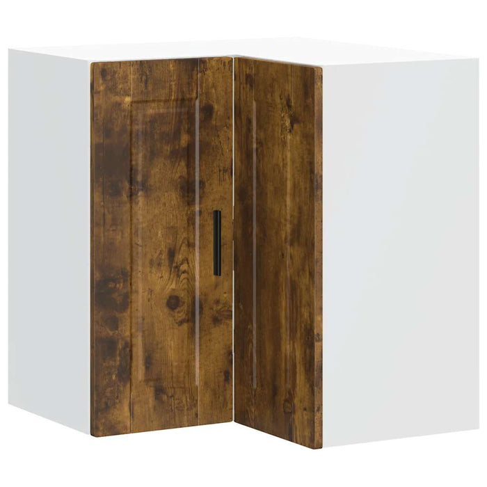 Pensile da Cucina ad Angolo-Mobile Cucina da Parete Porto Rovere Fumo Legno Multistrato