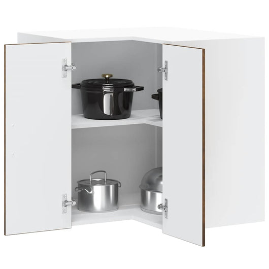 Pensile da Cucina ad Angolo-Mobile Cucina da Parete Porto Rovere Fumo Legno Multistrato
