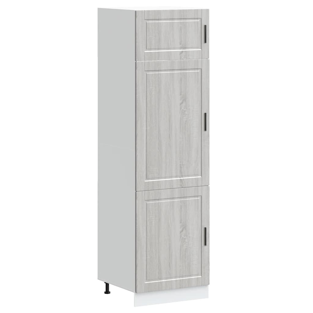 Armadio da Cucina-Credenza da Cucina Porto Grigio Sonoma in Legno Multistrato