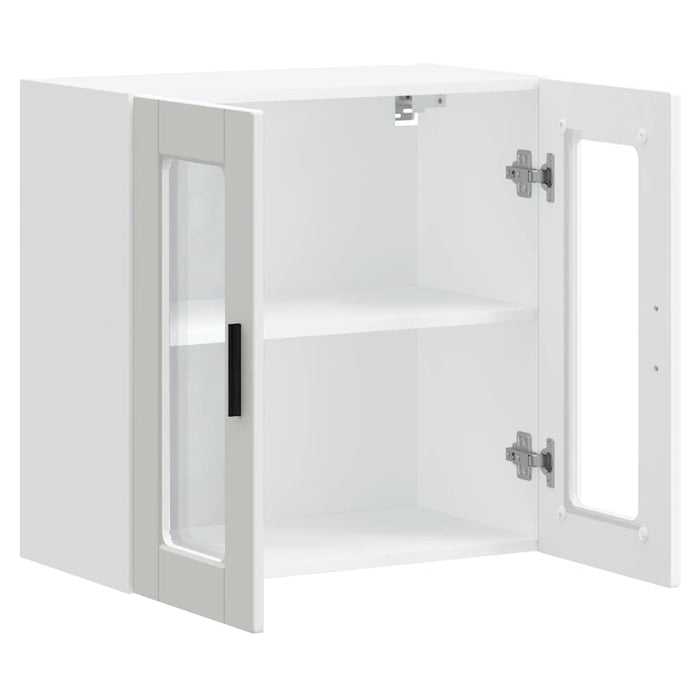 Pensile da Cucina con Porta in Vetro-Mobile Cucina da Parete Porto Bianco 634719