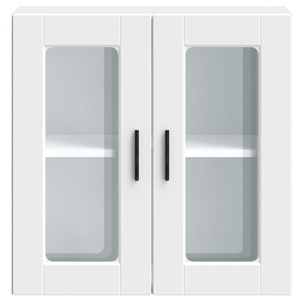 Pensile da Cucina con Porta in Vetro-Mobile Cucina da Parete Porto Bianco 634719