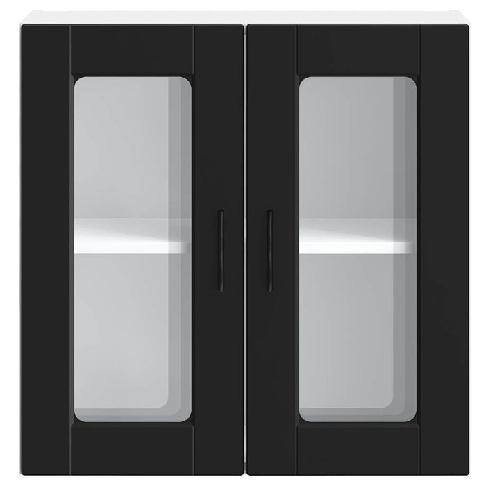 Pensile da Cucina con Porta in Vetro-Mobile Cucina da Parete Porto Nero 297261