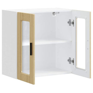 Pensile da Cucina con Porta in Vetro-Mobile Cucina da Parete Porto Rovere Sonoma 206327