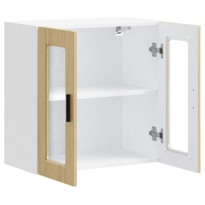 Pensile da Cucina con Porta in Vetro-Mobile Cucina da Parete Porto Rovere Sonoma 206327