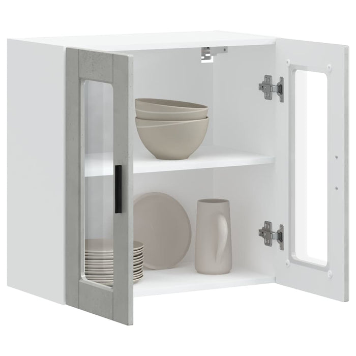 Pensile da Cucina con Porta in Vetro Porto Grigio Cemento 854151