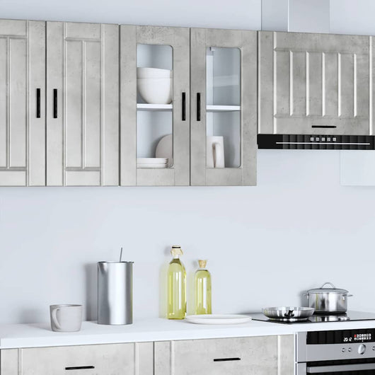 Pensile da Cucina con Porta in Vetro Porto Grigio Cemento 854151