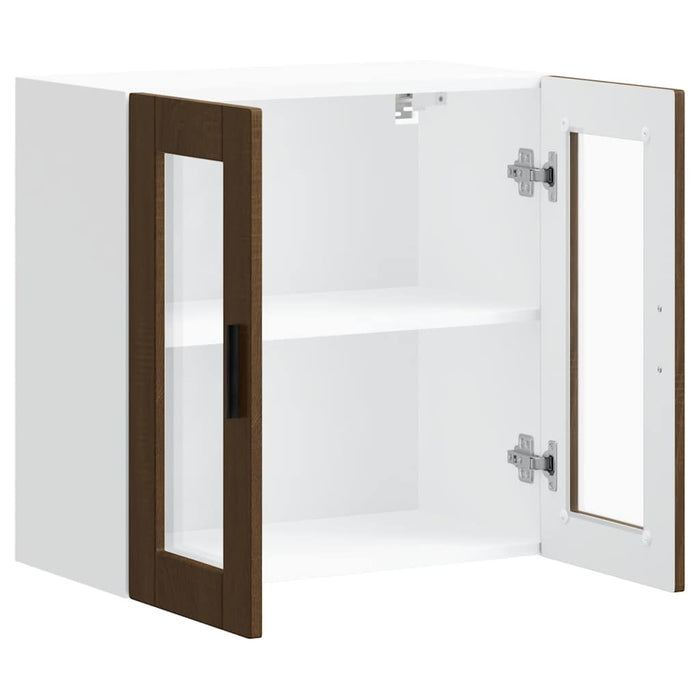 vidaXL Pensile da Cucina con Porta in Vetro Porto Rovere Marrone