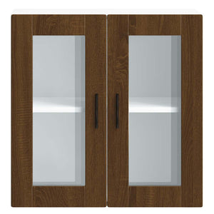 vidaXL Pensile da Cucina con Porta in Vetro Porto Rovere Marrone