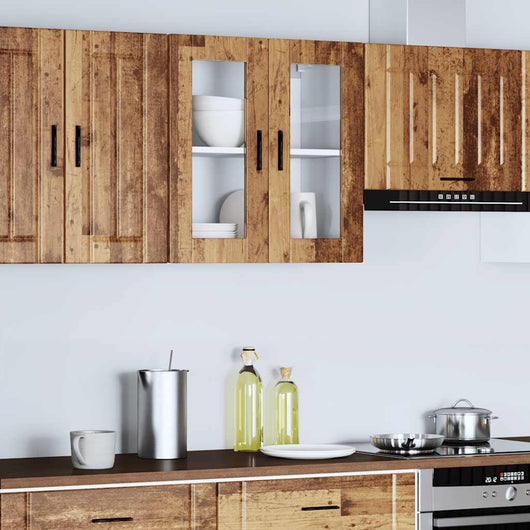 vidaXL Pensile da Cucina con Porta in Vetro Porto Legno Vecchio