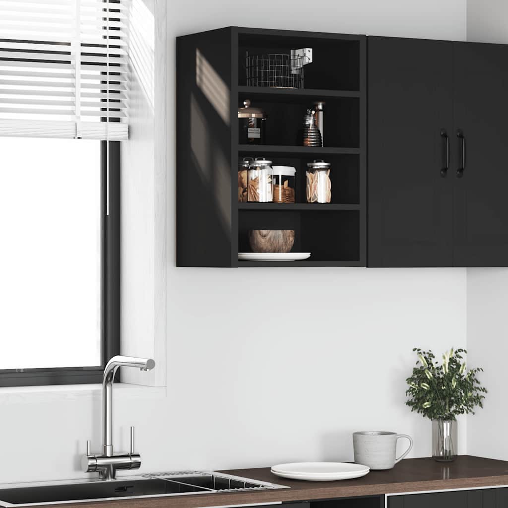 vidaXL Mobile Pensile “Riga” Nero 40x29,5x60 cm in Legno Multistrato