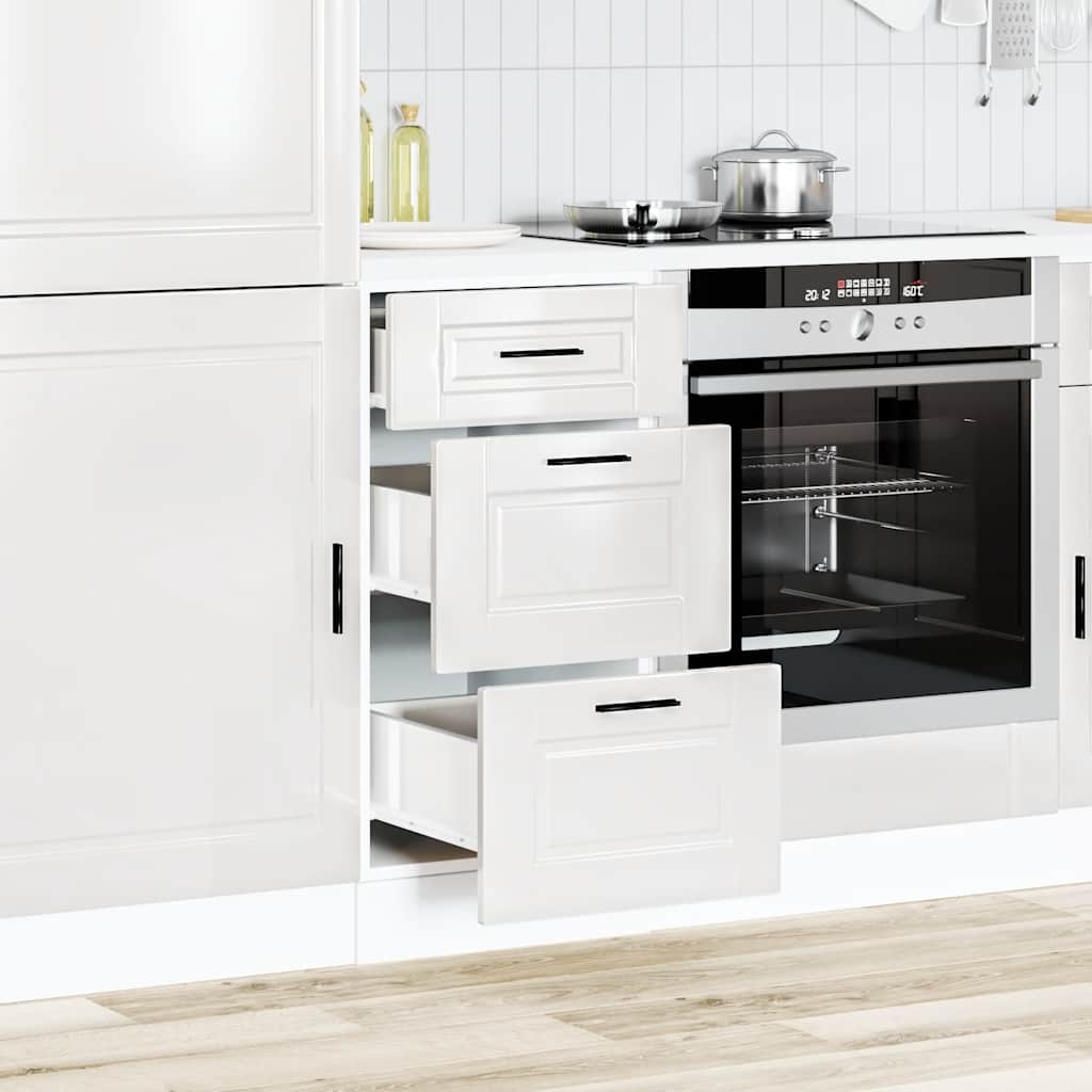 Mobiletto da cucina-Armadio da cucina "Porto" Bianco lucido in legno ingegnerizzato 206225